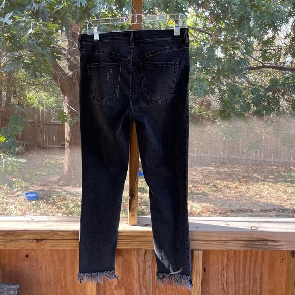 Free People Great Heights Frayed Skinny Jeans In Black Size 29 Waist - Picture 6 of 12